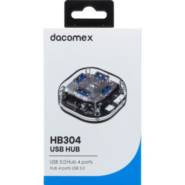Hub USB 3.0 de 4 portas, quadrado transparente