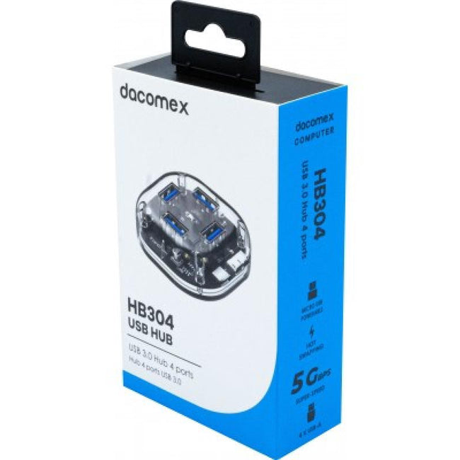 4 Port USB 3.0 Hub Transparent Square