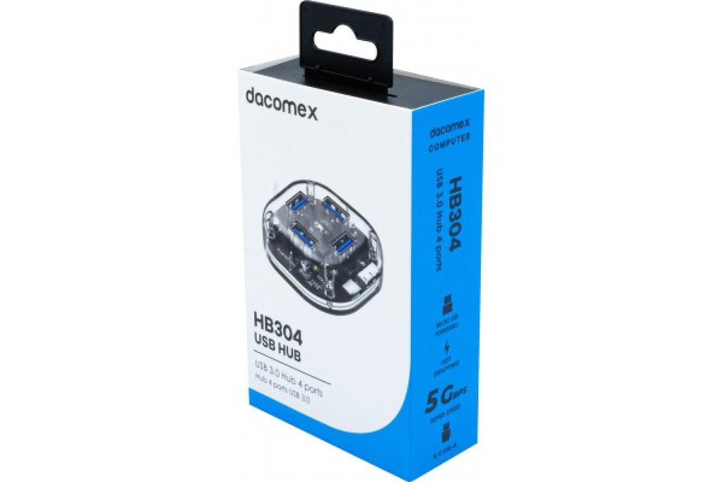 Hub USB 3.0 de 4 portas, quadrado transparente