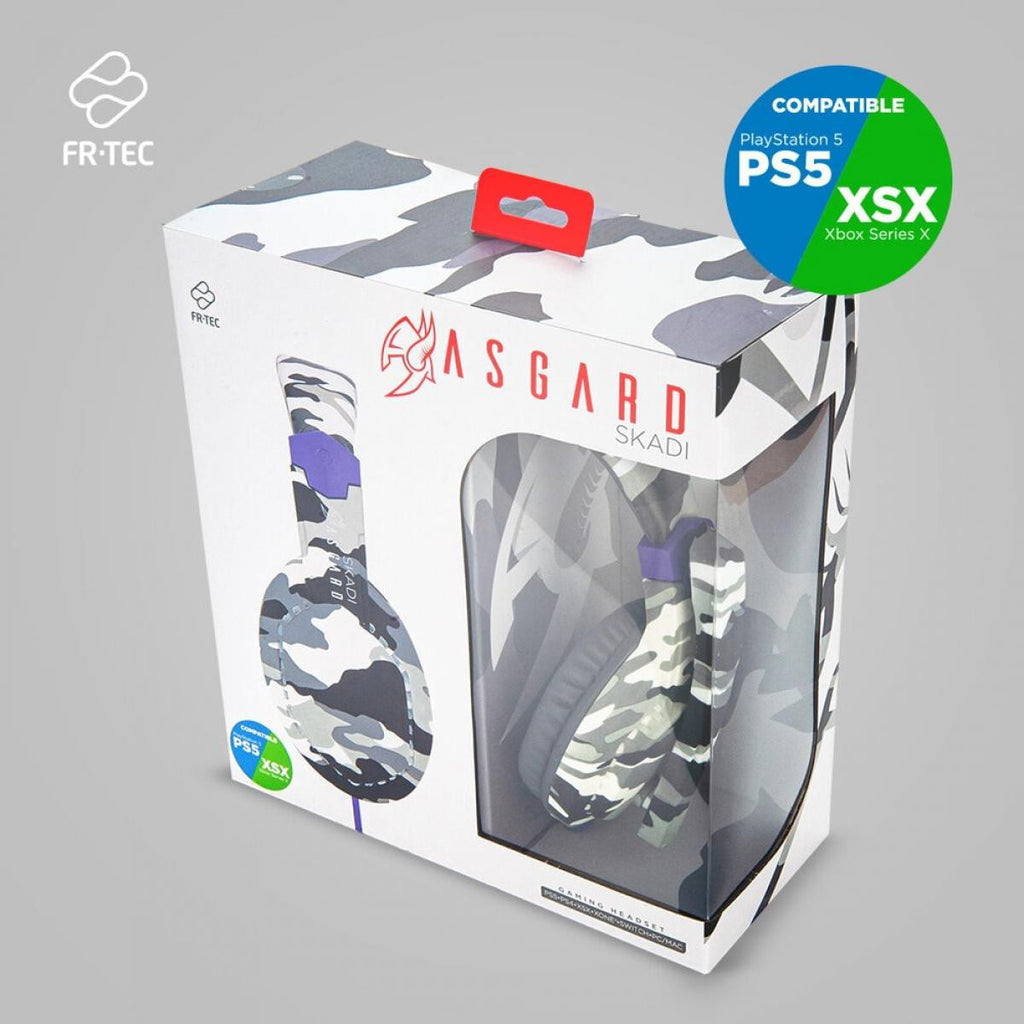 Auricular para jogos ASGARD NJÖRD FR-TEC com microfone, camuflado cinzento.
