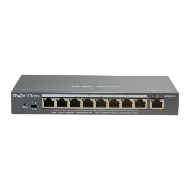 Reyee Switch PoE Cloud Gestionable 8 puertos PoE 802.3af/at + 1 Uplink RJ45