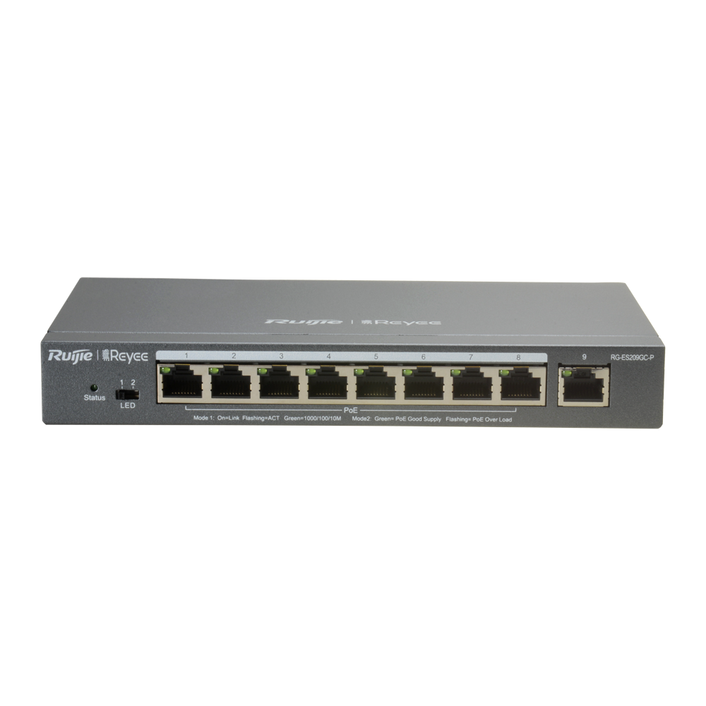 Reyee Switch PoE Cloud Gestionable 8 puertos PoE 802.3af/at + 1 Uplink RJ45