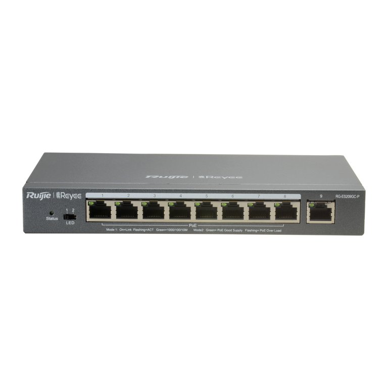 Reyee Switch PoE Cloud Gestionable 8 puertos PoE 802.3af/at + 1 Uplink RJ45