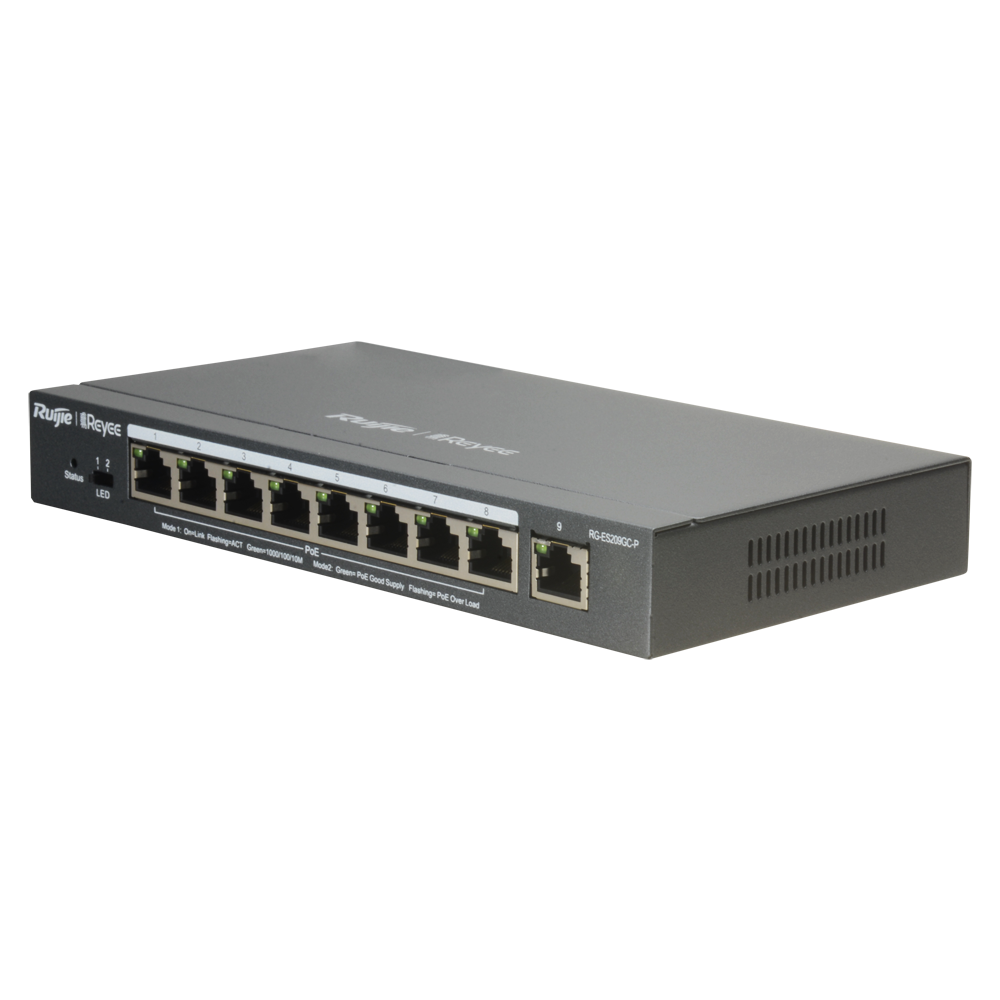 Reyee Switch PoE Cloud Gestionable 8 puertos PoE 802.3af/at + 1 Uplink RJ45