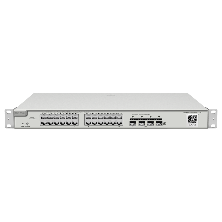 Reyee Switch PoE Cloud Capa 2 - 24 puertos PoE Gigabit+ 4 SFP+ 10Gbps  hasta 370W