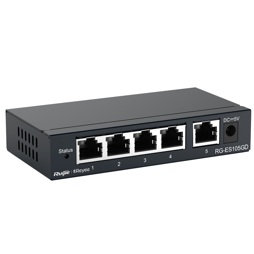 Switch de secretária Reyee de 5 portas Gigabit RJ45 em metal