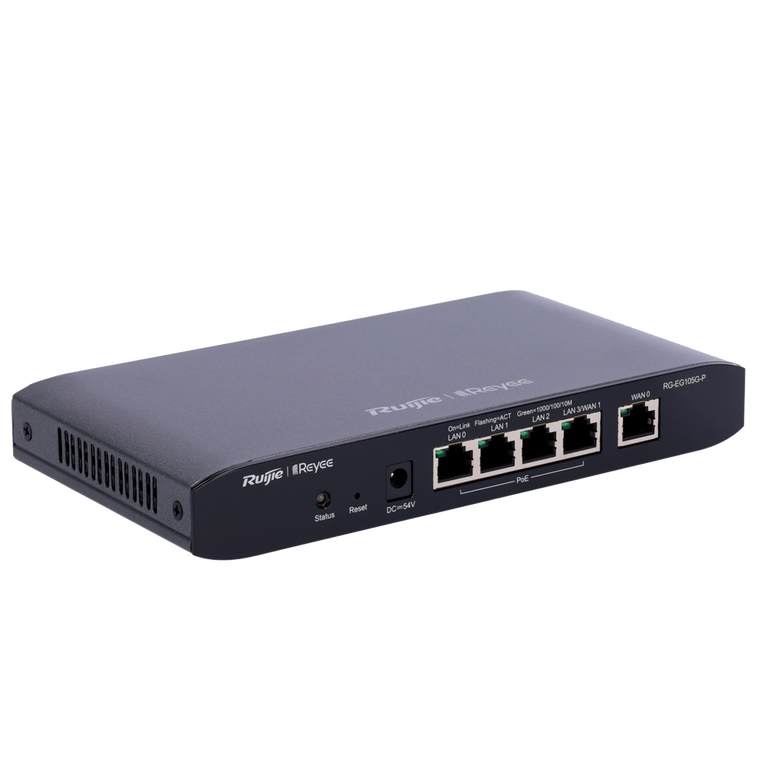 Controlador de router na nuvem Reyee com 5 portas RJ45 10/100/1000 Mbps e 4 portas PoE+ 802.3af/at / Potência máxima de 54 W