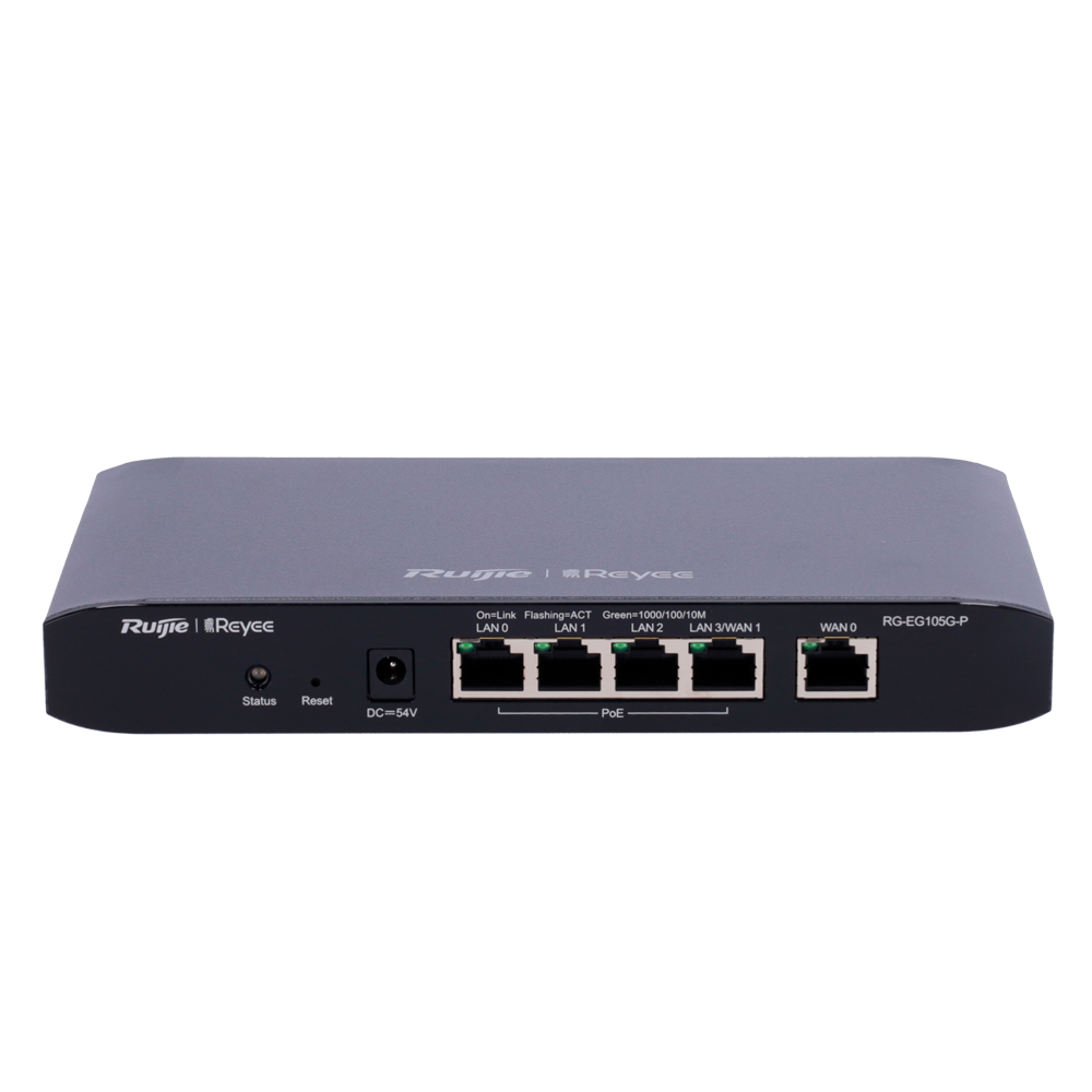 Controlador de router na nuvem Reyee com 5 portas RJ45 10/100/1000 Mbps e 4 portas PoE+ 802.3af/at / Potência máxima de 54 W