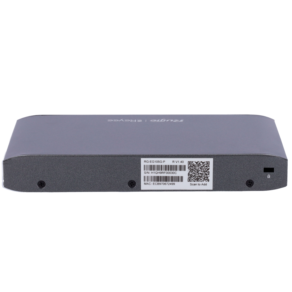 Controlador de router na nuvem Reyee com 5 portas RJ45 10/100/1000 Mbps e 4 portas PoE+ 802.3af/at / Potência máxima de 54 W