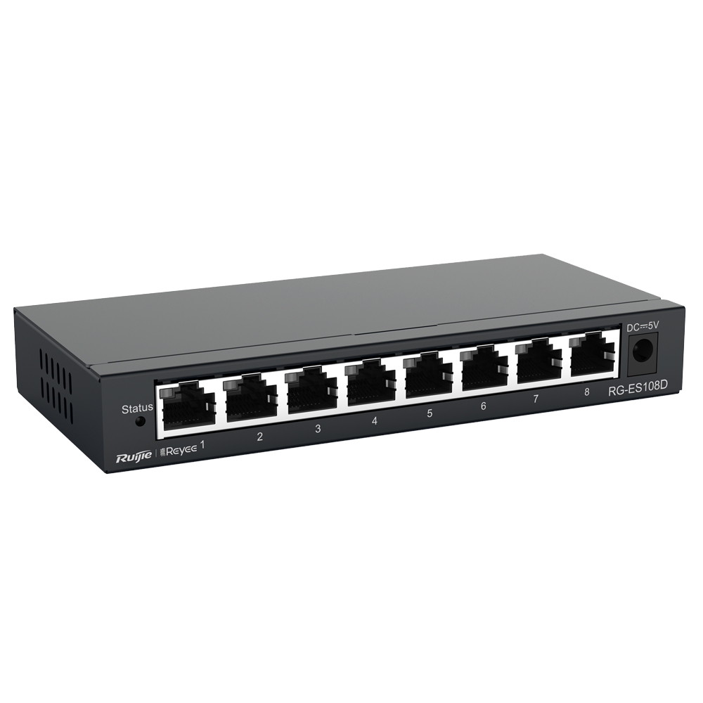Switch de mesa Reyee de 8 portas com caixa metálica 10/100
