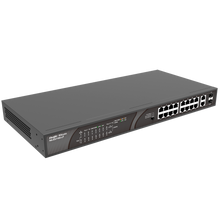 Switch PoE de secretária Reyee com caixa metálica, 16 portas RJ45 10/100 Mbps + 2 uplinks Gigabit