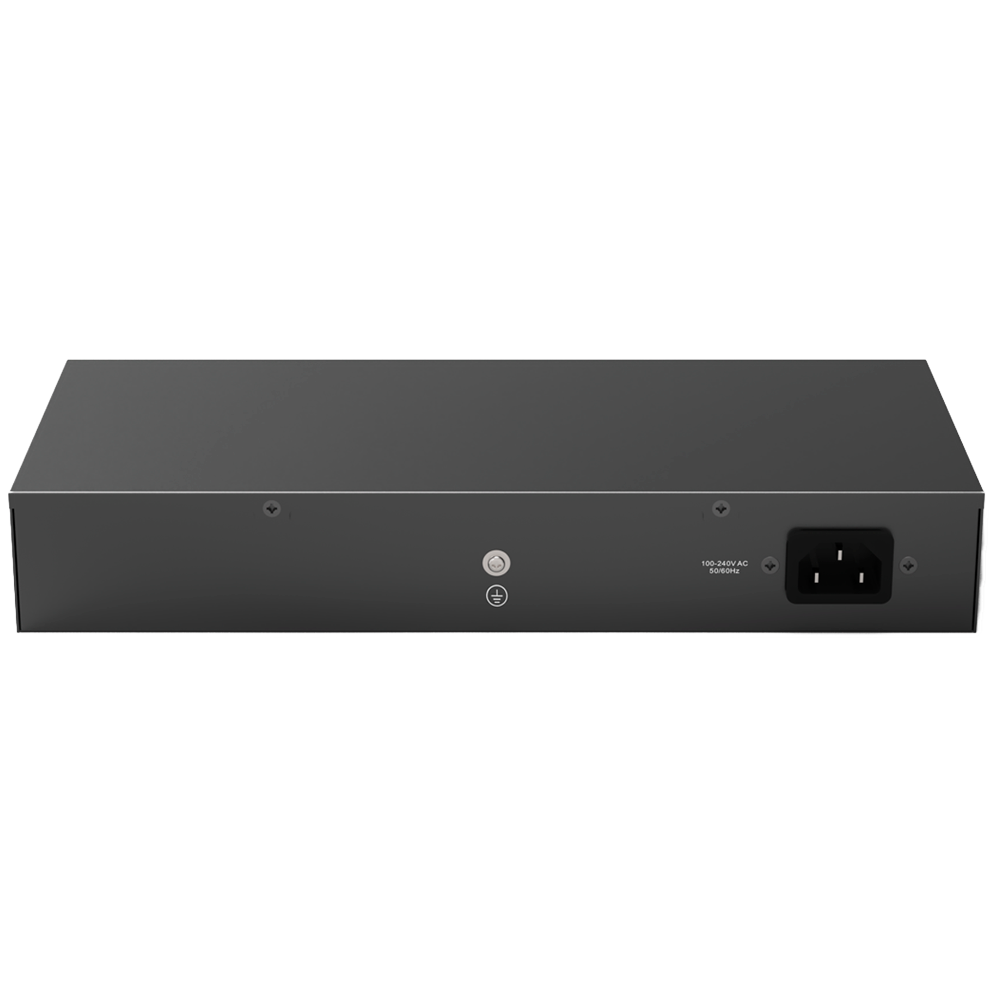 Switch de secretária Gigabit Reyee de 24 portas com caixa metálica e suporte para rack.