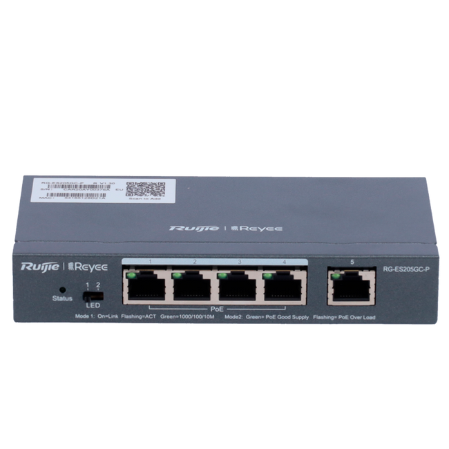 Reyee Managed PoE Cloud Switch 4 PoE ports 802.3af/at + 1 Uplink RJ45