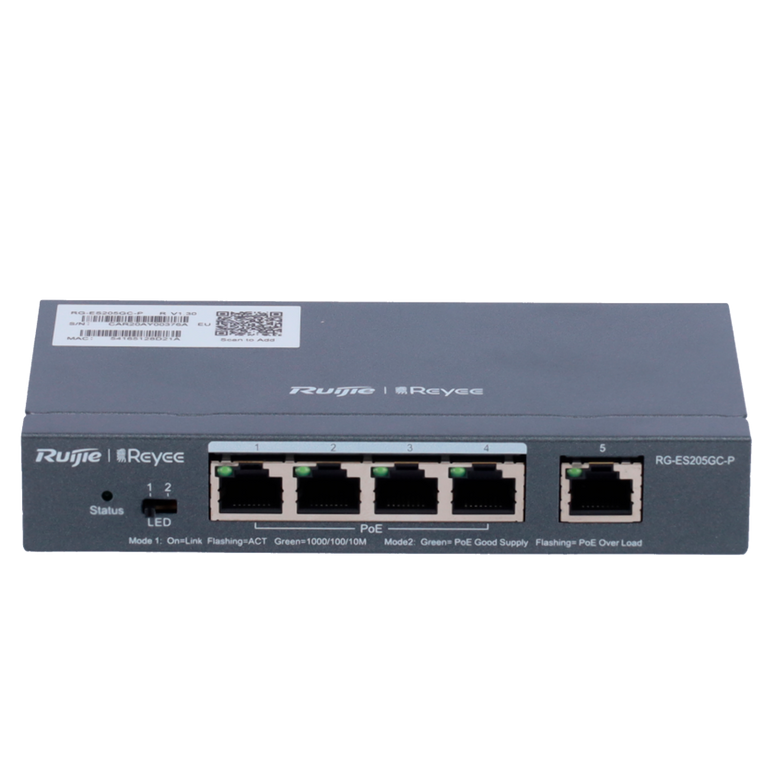 Reyee Switch PoE Cloud Gestionable 4 puertos PoE 802.3af/at + 1 Uplink RJ45