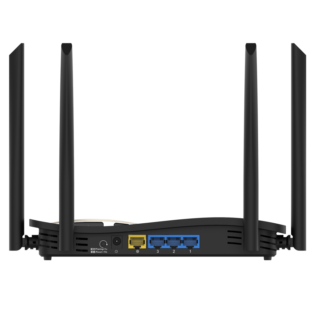 Router Reyee AC1300 Gigabit Mesh Wi-Fi 5 com 4 portas RJ45 e gestão na cloud.