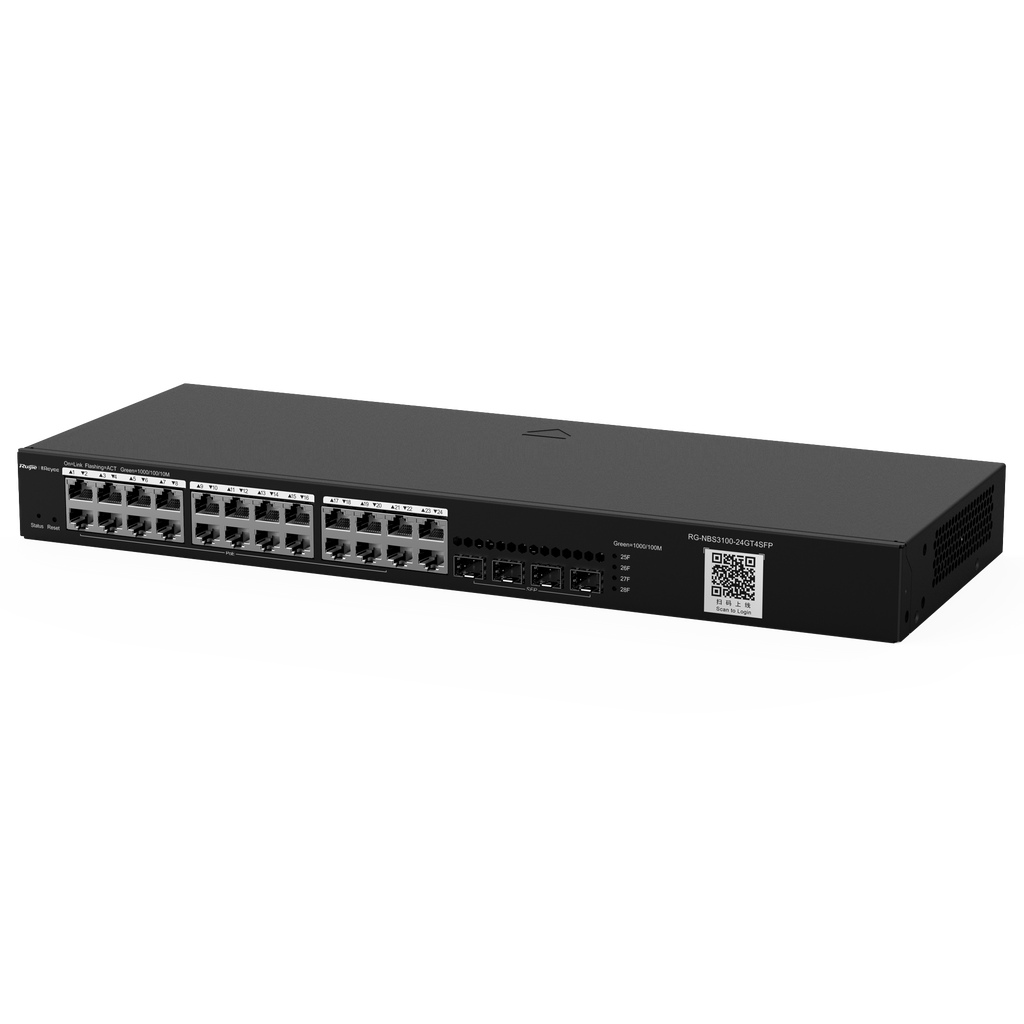 Reyee Switch Cloud Capa 2 de 24 puertos RJ45 Gigabit y 4 SFP Gigabit enrackable
