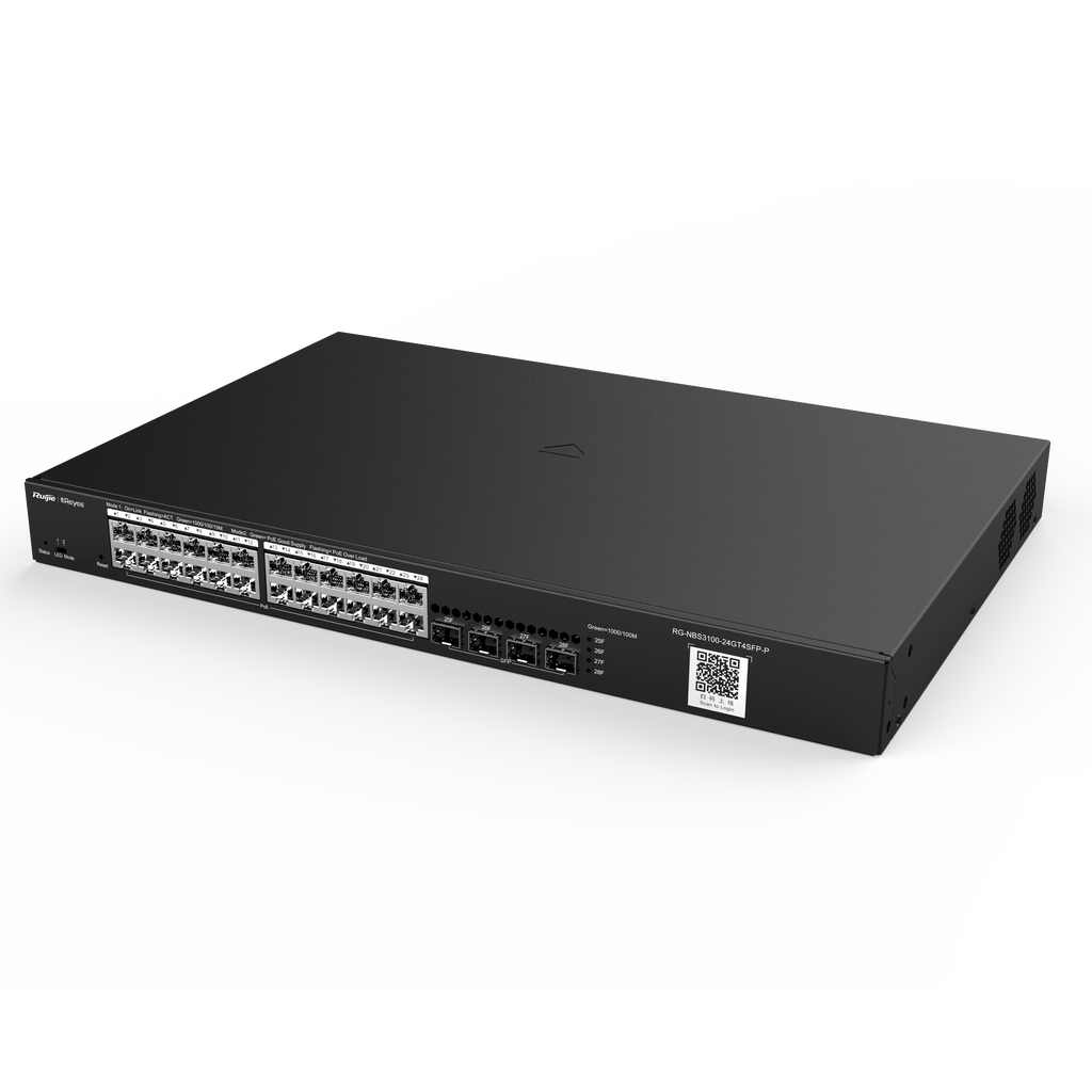 Reyee PoE Cloud Layer 2 Switch with 24 Gigabit+ PoE ports 4 SFP up to 370W rackable