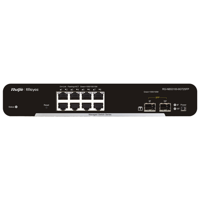 Reyee Switch Cloud Capa 2 de 8 puertos Gigabit+ 2 SFP Gigabit y Velocidad 10/100/1000 Mbps