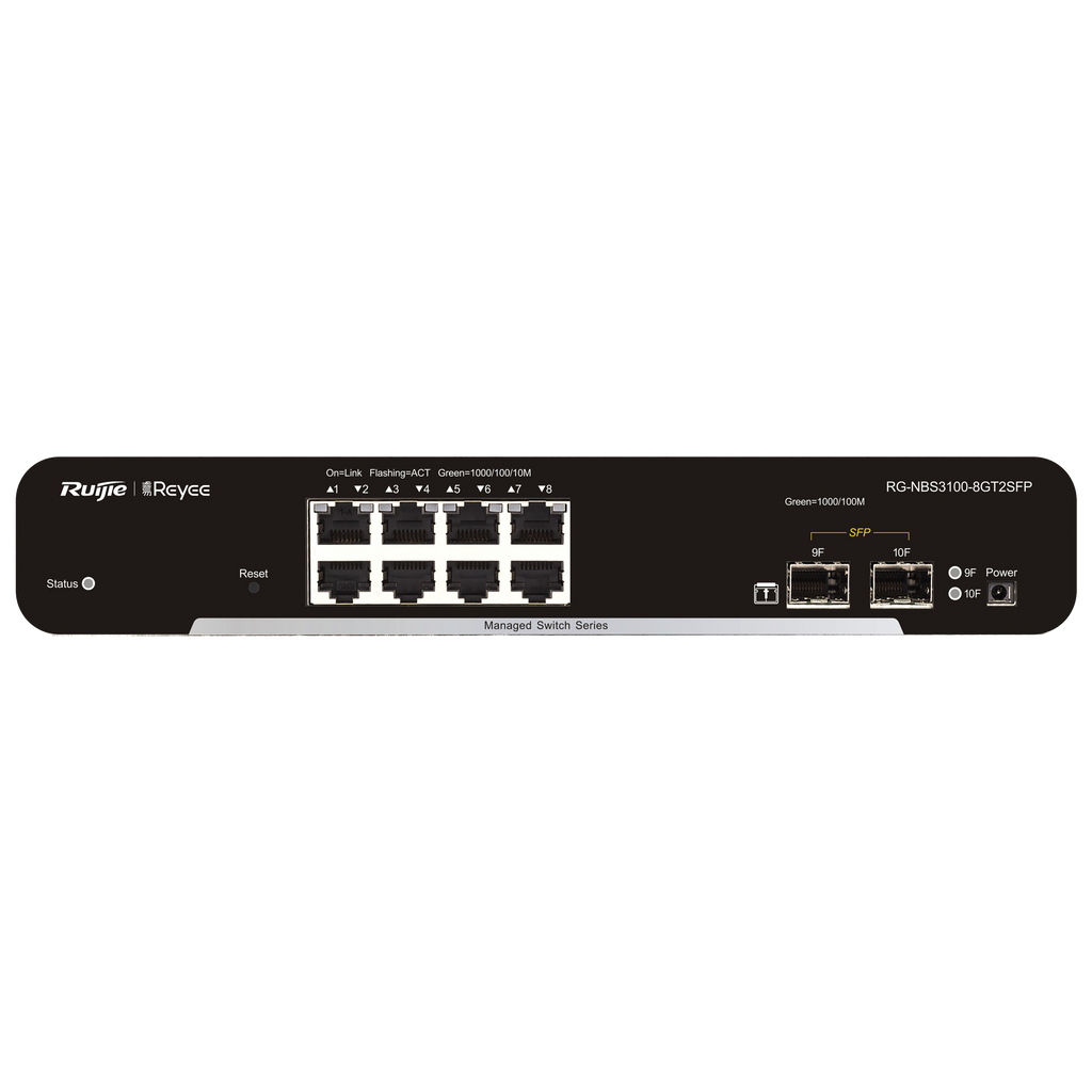 Switch de cloud Reyee de camada 2 Gigabit com 8 portas + 2 portas SFP Gigabit e velocidade de 10/100/1000 Mbps