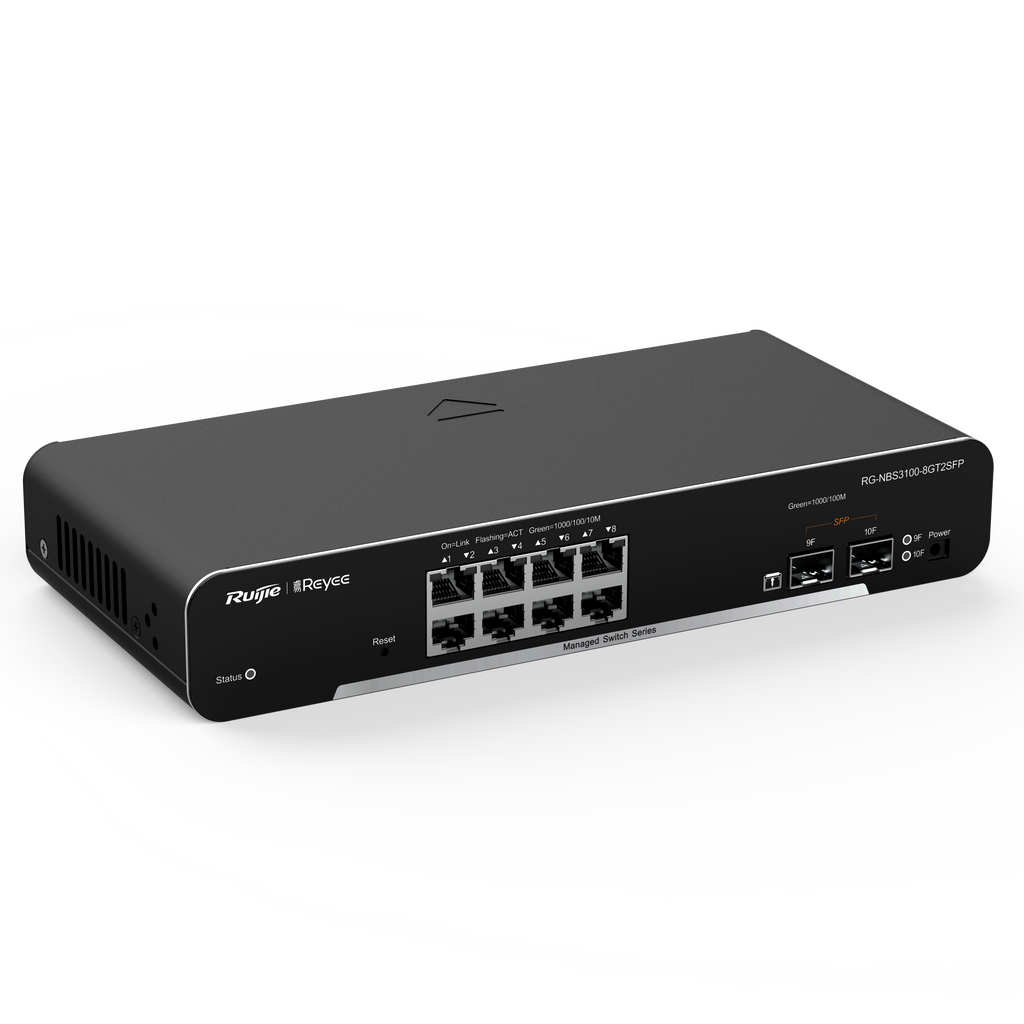 Switch de cloud Reyee de camada 2 Gigabit com 8 portas + 2 portas SFP Gigabit e velocidade de 10/100/1000 Mbps
