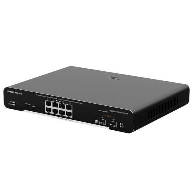 Switch PoE+ Gerível 8 Portas Gigabit + 2 SFP 125W RG-NBS3100-8GT2SFP-P Reyee