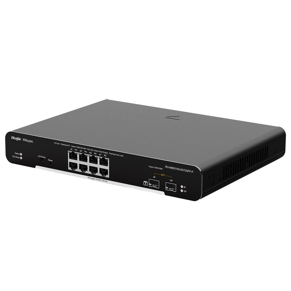 Reyee Switch PoE Cloud Capa 2 de 8 puertos PoE+ Gigabit+ 2 SFP Gigabit hasta un Máximo 125W