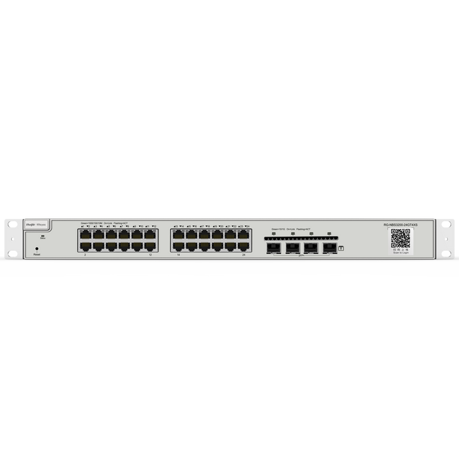 Reyee Switch Cloud Capa 2+  de 24 puertos RJ45 Gigabit y 4 puertos SFP+ de 10 Gbps enrackable
