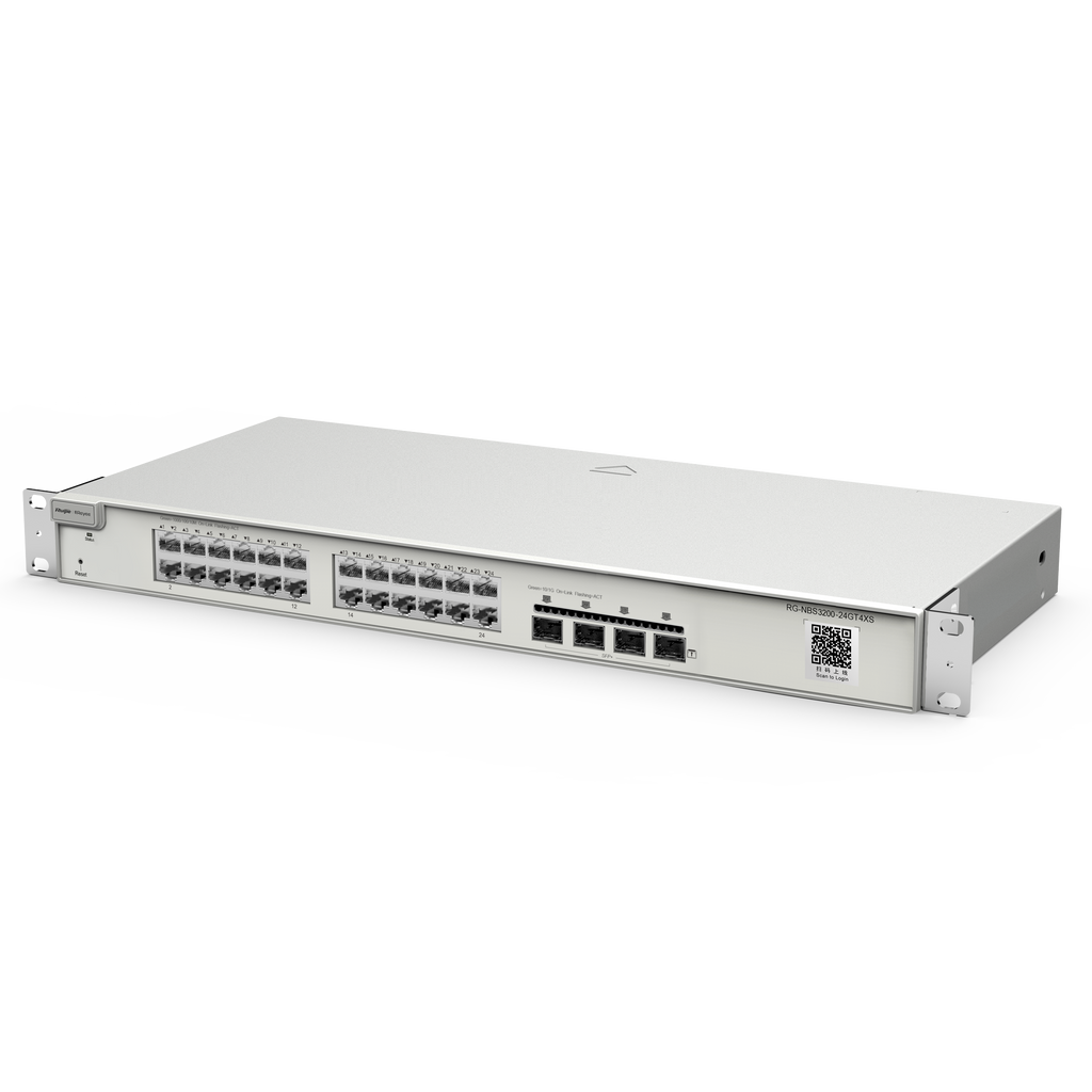 Reyee Switch Cloud Capa 2+  de 24 puertos RJ45 Gigabit y 4 puertos SFP+ de 10 Gbps enrackable