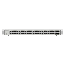 Switch Reyee Cloud Layer 2+ com 48 portas Gigabit RJ45 e 4 portas SFP+ de 10 Gbps para montagem em rack.