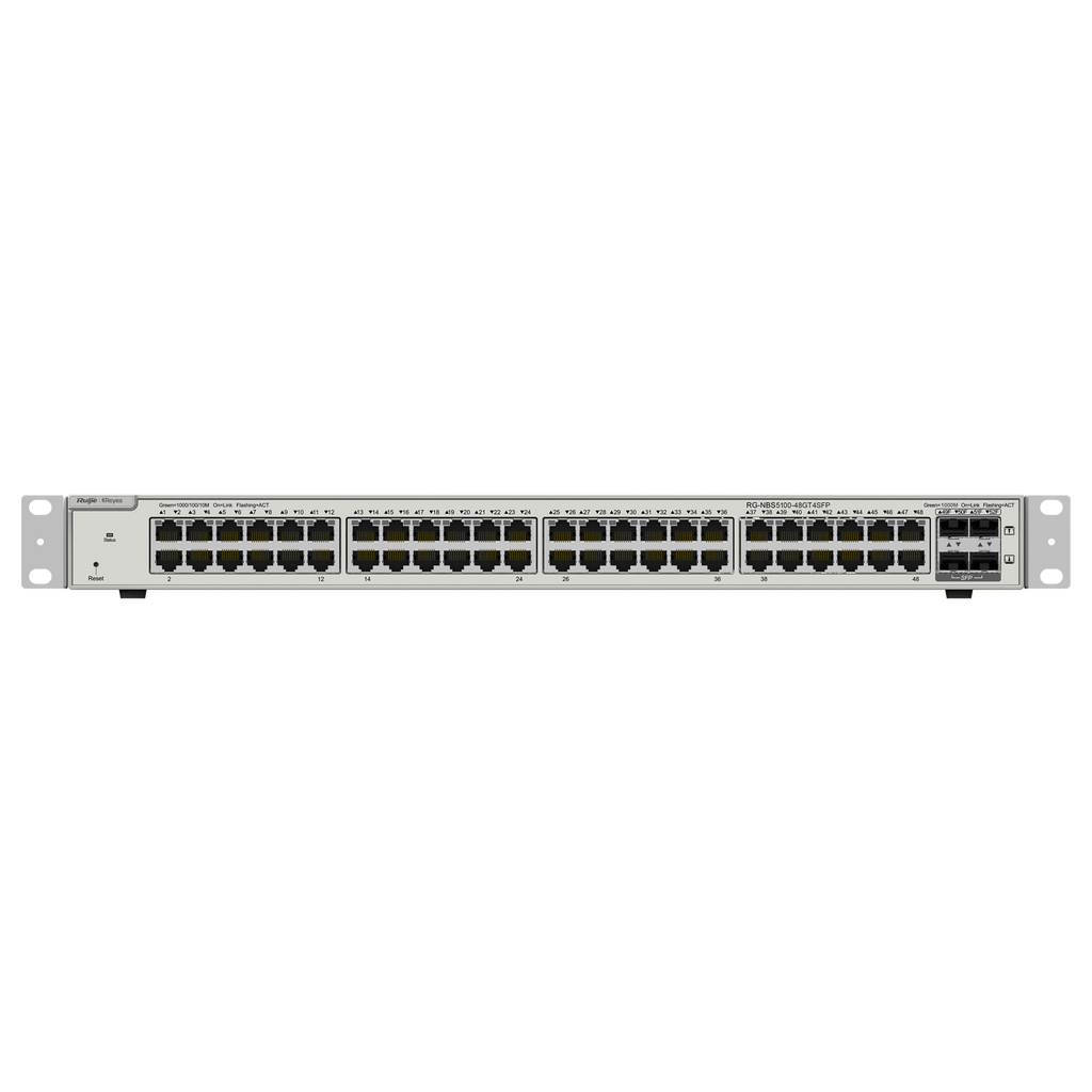 Switch cloud Reyee Layer 2+ com 48 portas Gigabit RJ45 e 4 portas Gigabit SFP (gerenciável L2+)
