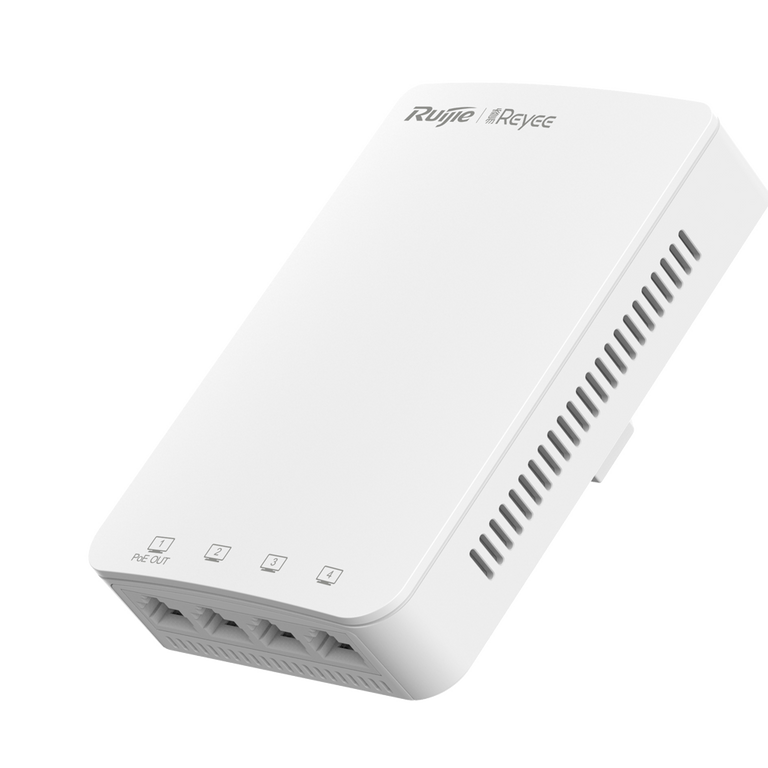 Ponto de acesso Wi-Fi 5 omnidirecional Reyee com 4 portas gigabit e velocidades até 1267 Mbps. 