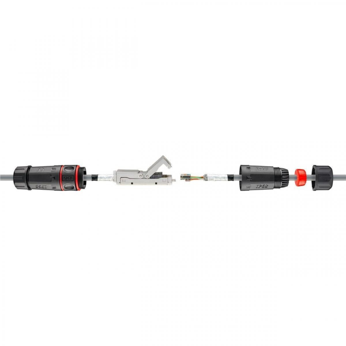 Empalmador aereo de cable LAN exterior (IP68), CAT 6 UTP sin blindaje