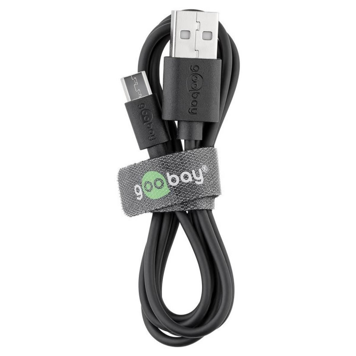 Cable de carga y sincronización micro USB negro de 0,5m