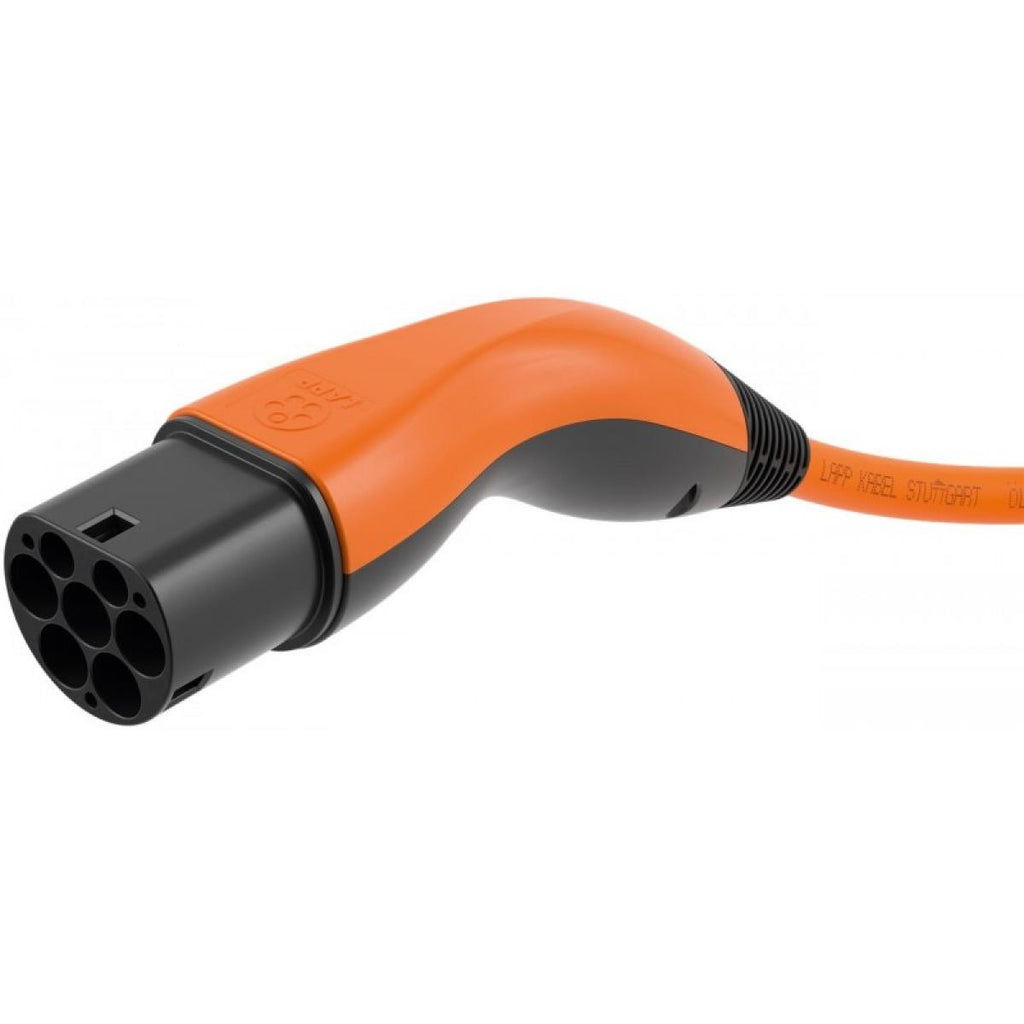 Standard type 2 or Mennekes charging cable, 32A three-phase, 22 kW charging power and 5 m long.