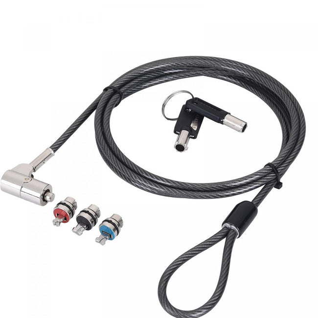 UNIVERSAL security cable with 3-in-1 key lock, 1.8m long.