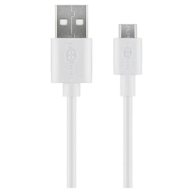 Cabo branco Micro USB para USB-A macho para carregamento e sincronização