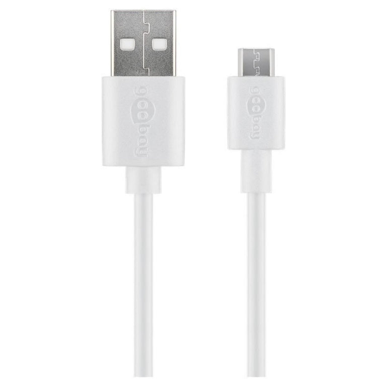 Cabo branco Micro USB para USB-A macho para carregamento e sincronização