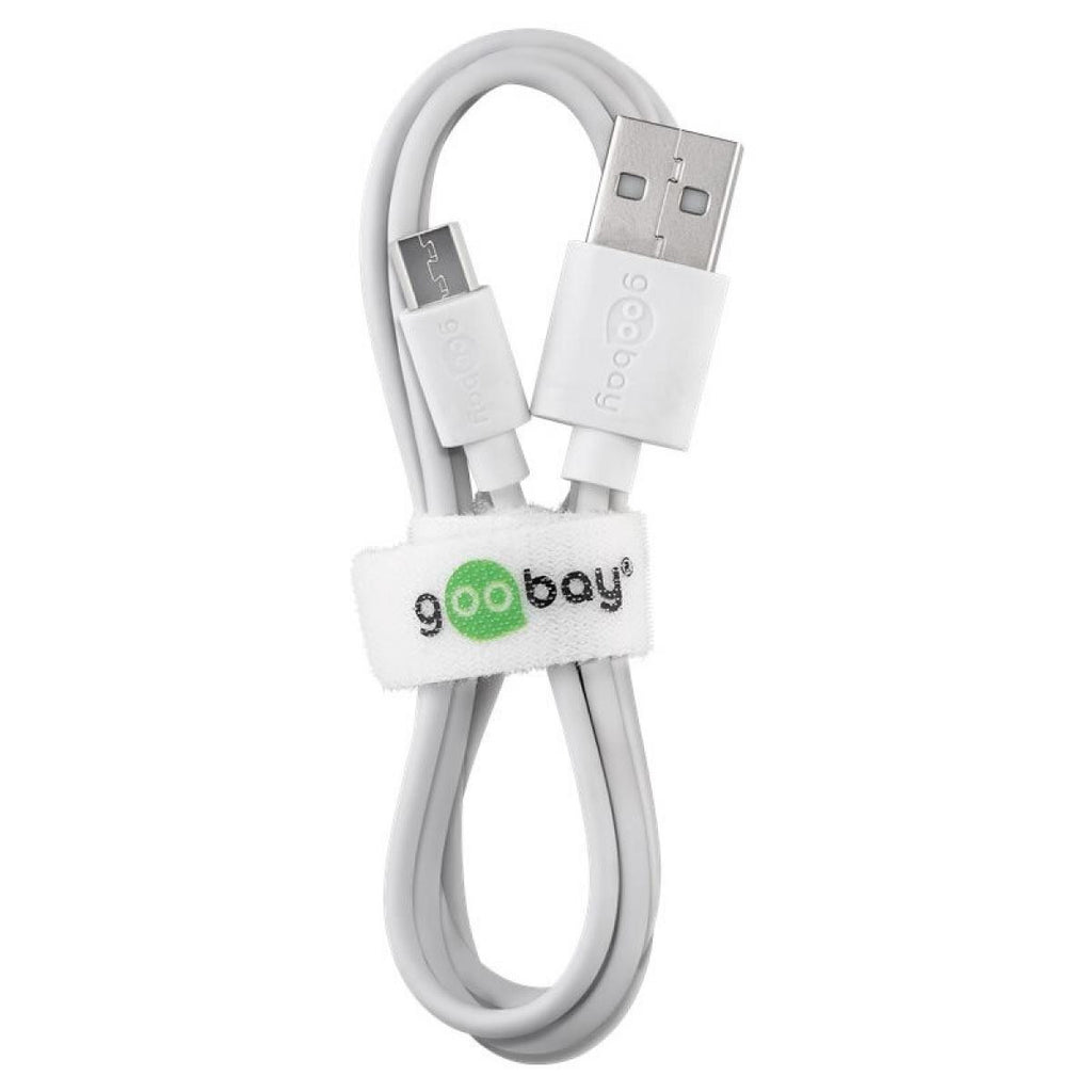 Cabo branco Micro USB para USB-A macho para carregamento e sincronização