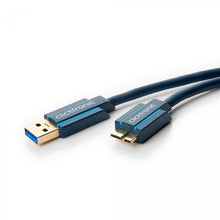 Cabo micro USB 3.0, 5 Gbit/s e 3 metros de comprimento.