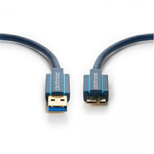 Cabo micro USB 3.0, 5 Gbit/s e 3 metros de comprimento.