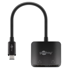 Adaptador USB-C para DisplayPort e HDMI, com 0,12 metros de comprimento.