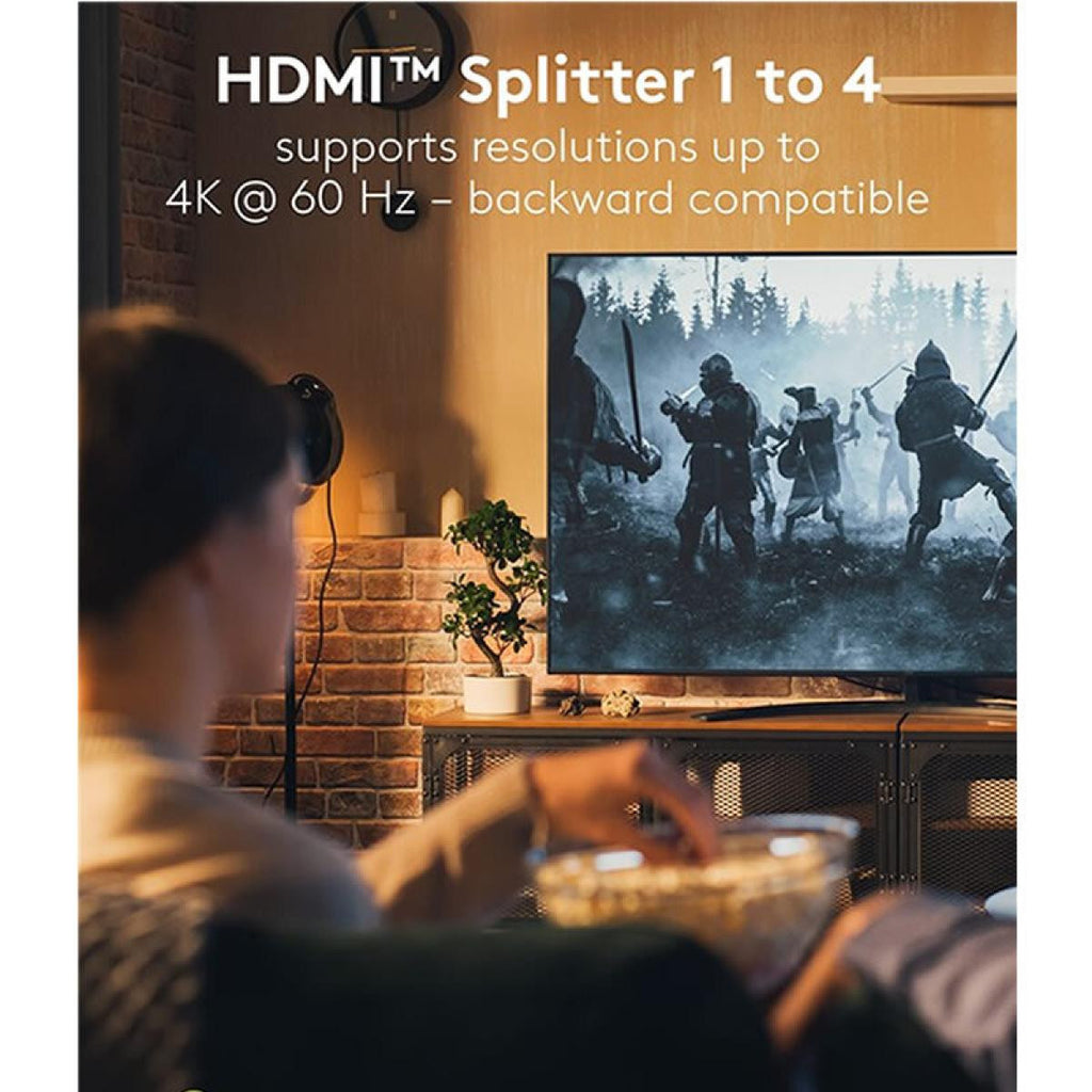 Divisor ou divisor HDMI™ 1 para 4, resolução 4K 60Hz, preto