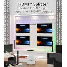 Divisor ou divisor HDMI™ 1 para 4, resolução 4K 60Hz, preto