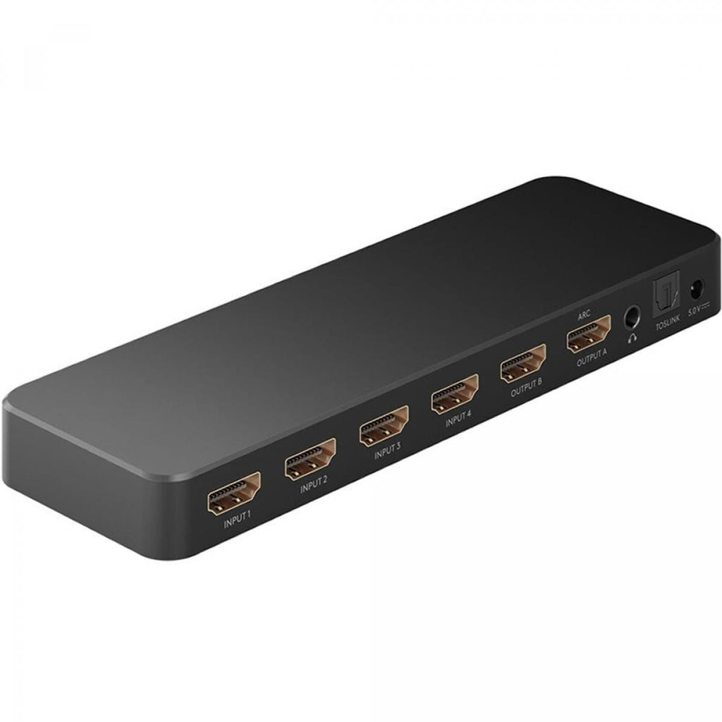 Matriz de comutação HDMI™ 4 para 2, 4K 60Hz, preta