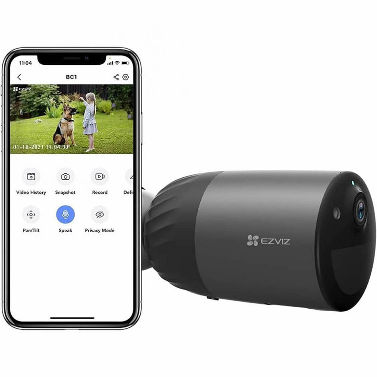 Câmara de vigilância sem fios EZVIZ BC1C 2k+ 4MP, bateria recarregável com 270 dias de autonomia, infravermelhos e áudio bidirecional. 