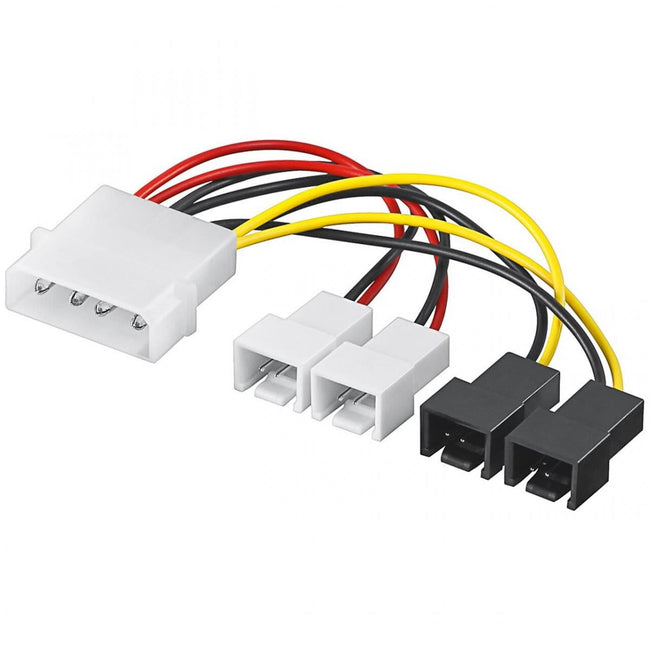 PC Fan Power Cable/Adapter - 5.25 inch Male to 2 x 12V / 2 x 5V Fan