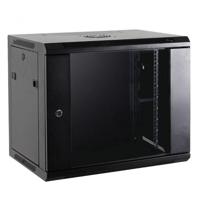 Armario rack para pared  de 19" y de 6U | Capacidad 60 Kg de carga | Ventilador - Bandeja - Regleta 6 tomas incluida