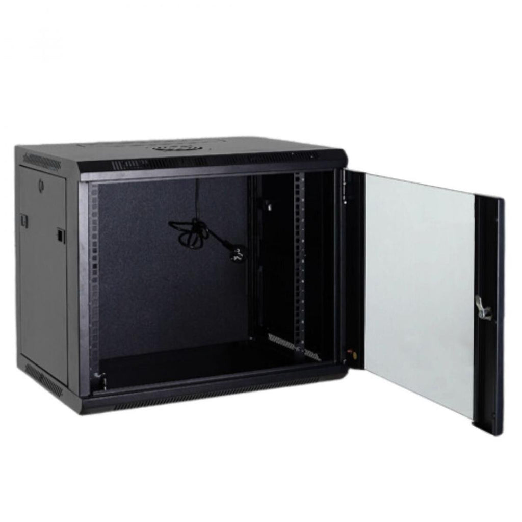 Suporte de parede de 19" 6U | Capacidade de carga de 60 kg | Inclui ventilador, prateleira e régua de alimentação com 6 tomadas 