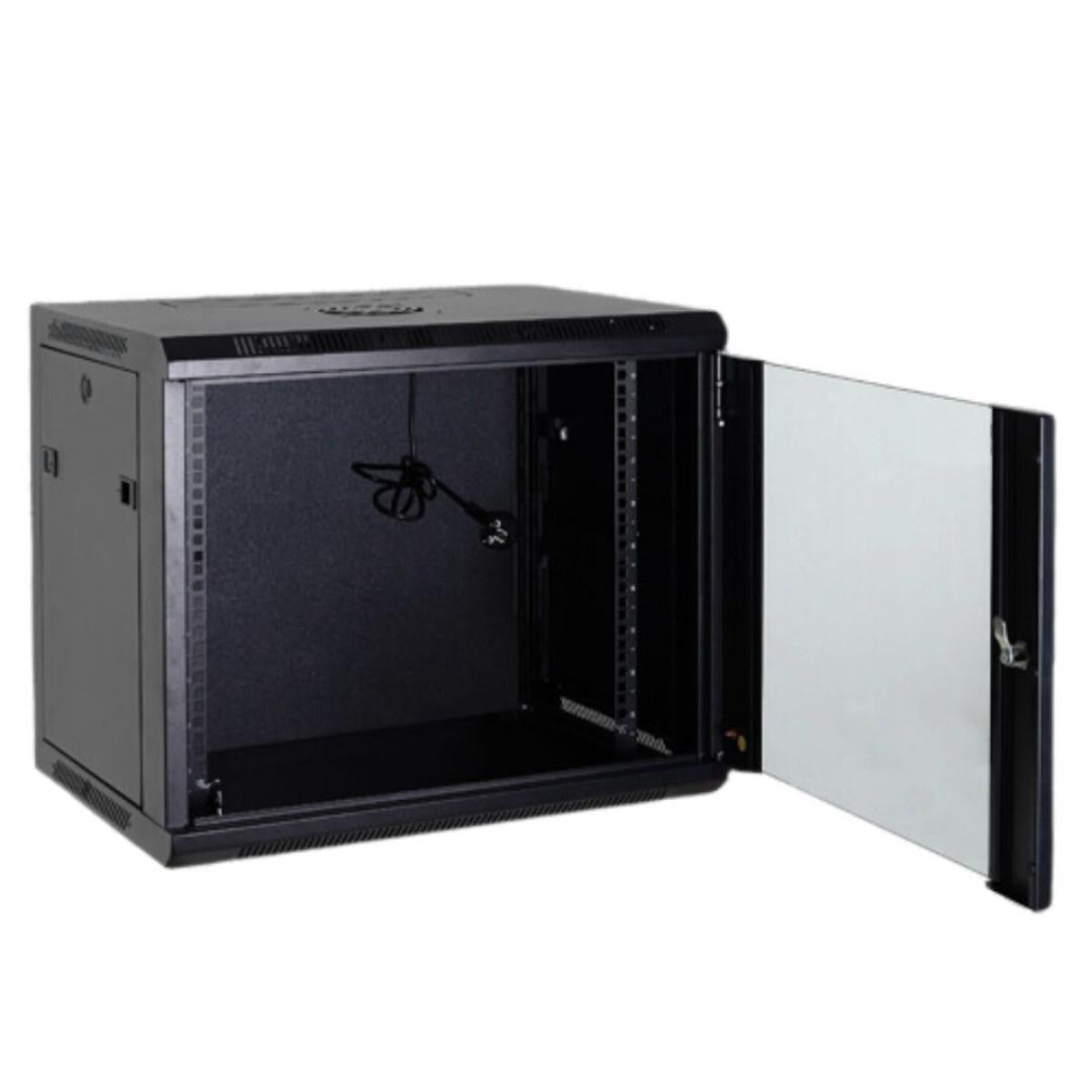 Armario rack para pared  de 19" y de 6U | Capacidad 60 Kg de carga | Ventilador - Bandeja - Regleta 6 tomas incluida