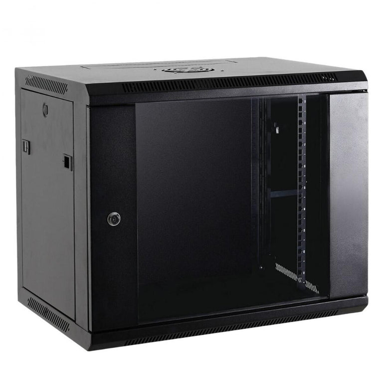 Rack de parede de 19" com até 4U | Capacidade de carga até 60 kg | Com ventilação e gestão de cabos | Ventilador e régua de alimentação incluídos 
